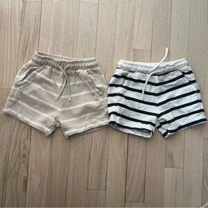 Mango Striped Kids Shorts Set - Beige and Navy